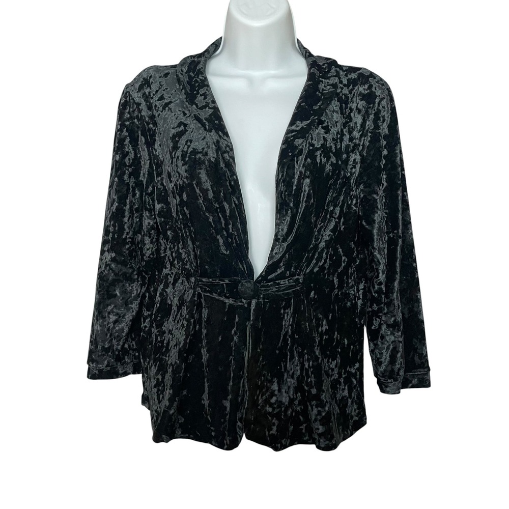 Vintage Blazer‎ Crushed Velvet Jacket Women Cropped Sleeves Retro Unique Dressy